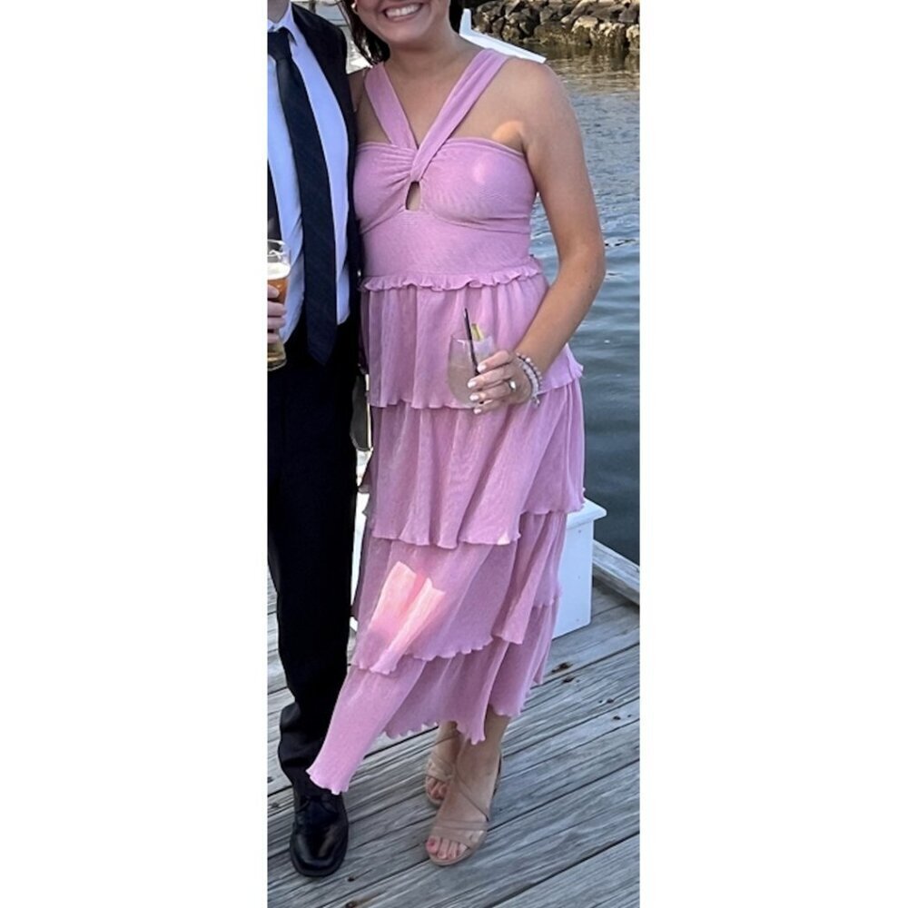 SAYLOR Esperanza Tiered Midi Dress in Pink Size X-Small